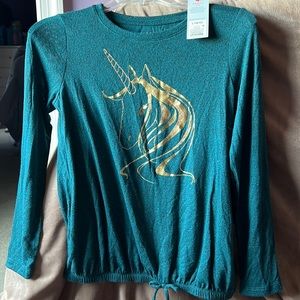 Lot of 2 unicorn tops, size 10/12, very soft, Cat and Jack and So brand
